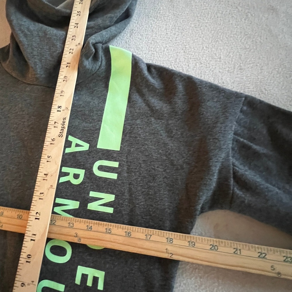 Under Armour Womens Gray Hoodie Neon Logo Loose Fit Pullover Activewear XS New - Picture 3 of 7